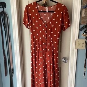 Dark Orange polka dot jumper length